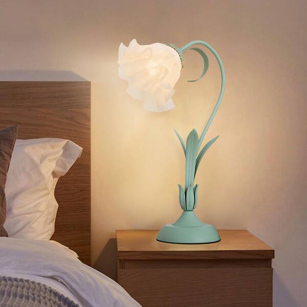 緑のなかに華咲くテーブルランプ OUKANING 19.6 in. Green Flower Shaped Task and Reading Desk Lamp