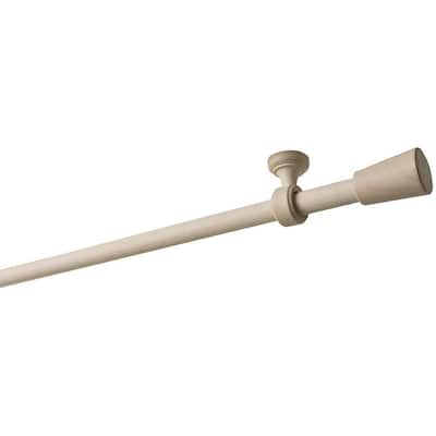 63 in. Intensions Single Curtain Rod Kit in Cloud with Saxo Flat Finials and Ceiling Brackets