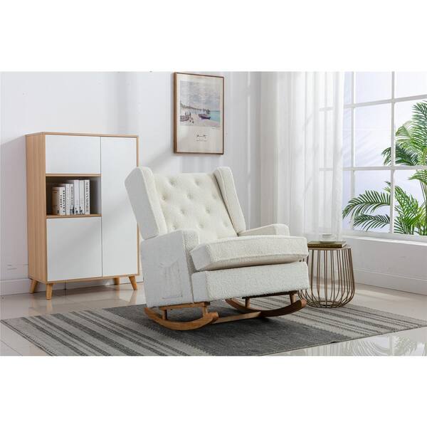 white tufted rocking chair