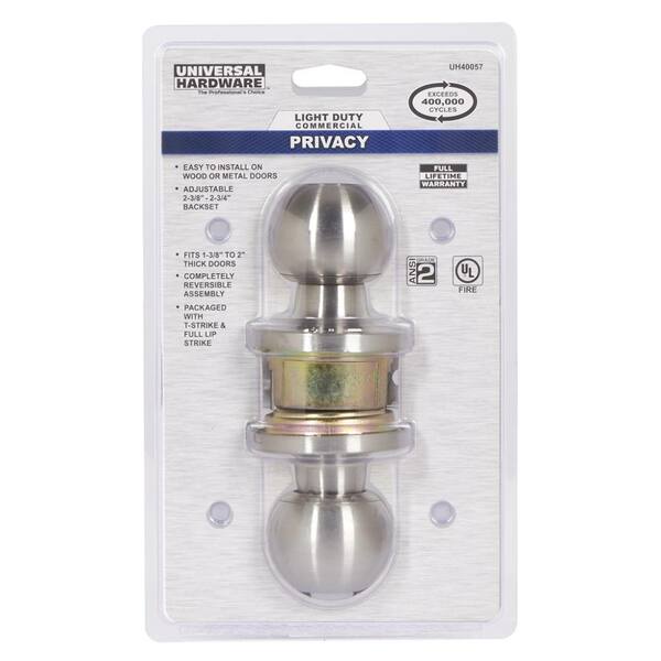 Georgian Bright Brass/Bright Chrome Privacy Bed/Bath Door Knob