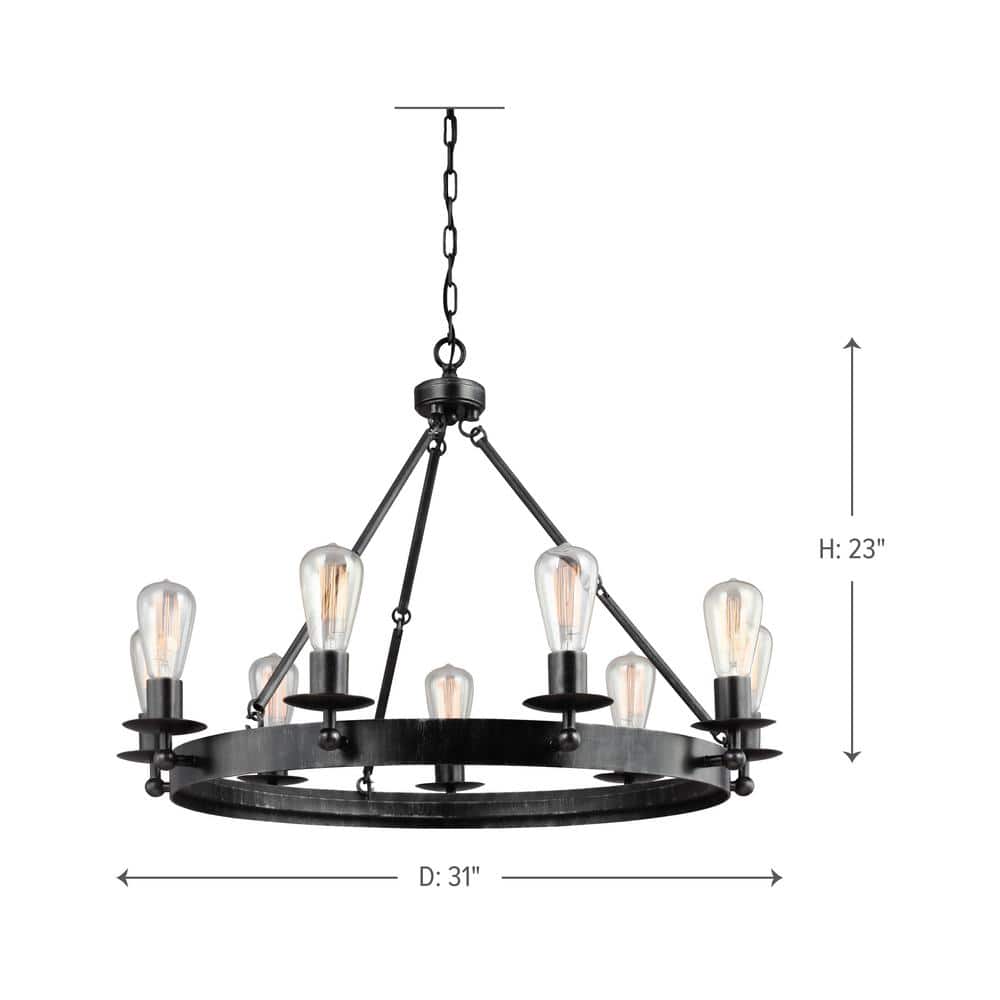 Ravenwood Manor 9-Light Chandelier in Stardust Black Finish