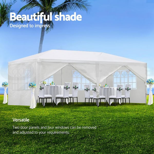 Unbranded 10 ft. x 20 ft. Wedding Party Canopy Tent Outdoor Gazebo with 6 Removable Side Walls, White