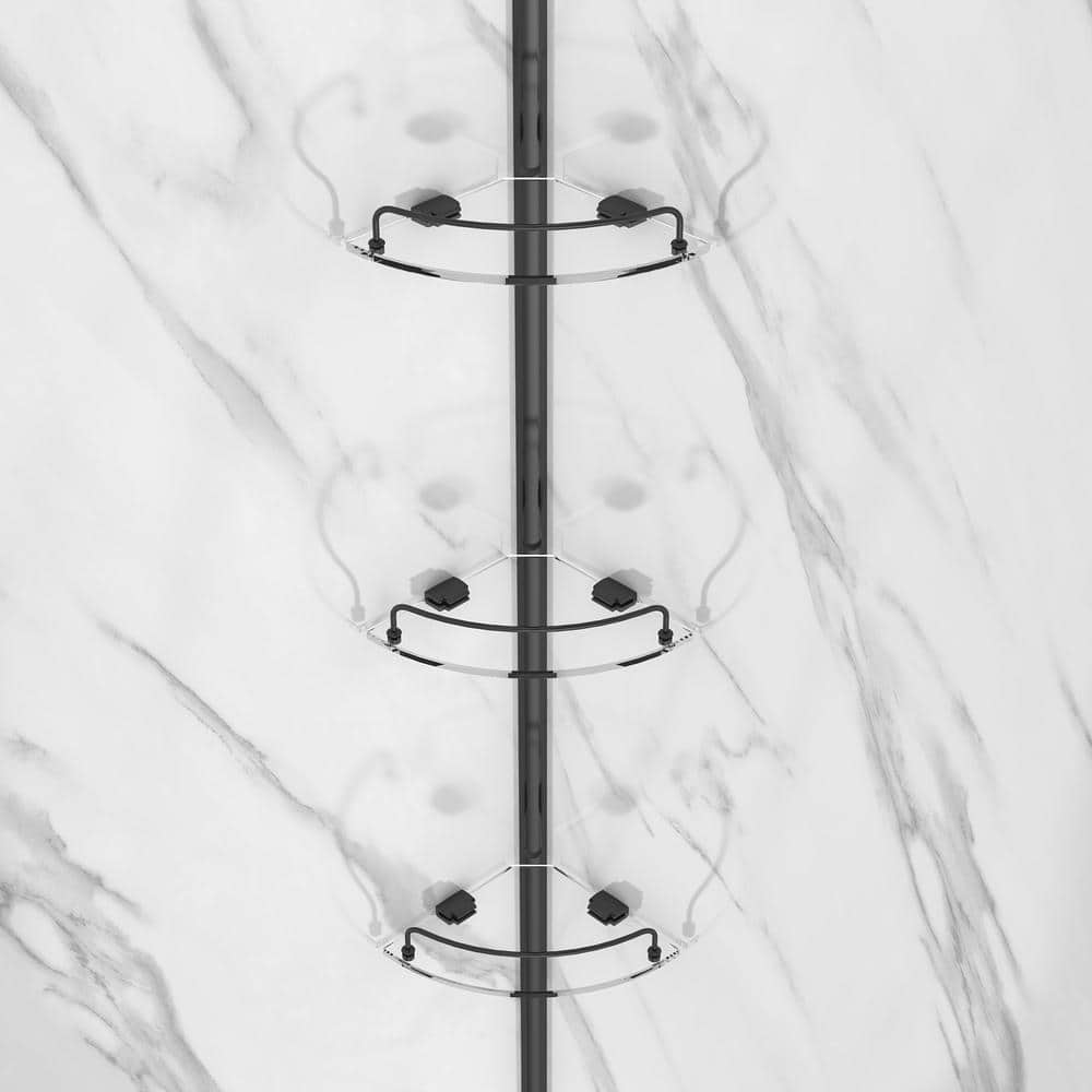 Capri 38" Black Aluminum Neo-Angle Shower Kit