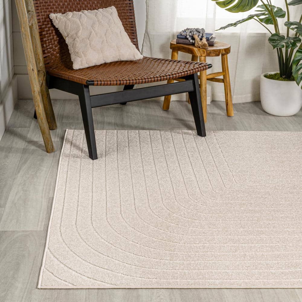 Odense Ivory Cream High-Low Geometric Indoor Outdoor Rug