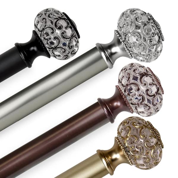 EMOH 1 Inch Dia 66-120" Adjustable Lavish Single Curtain Rod in Gold