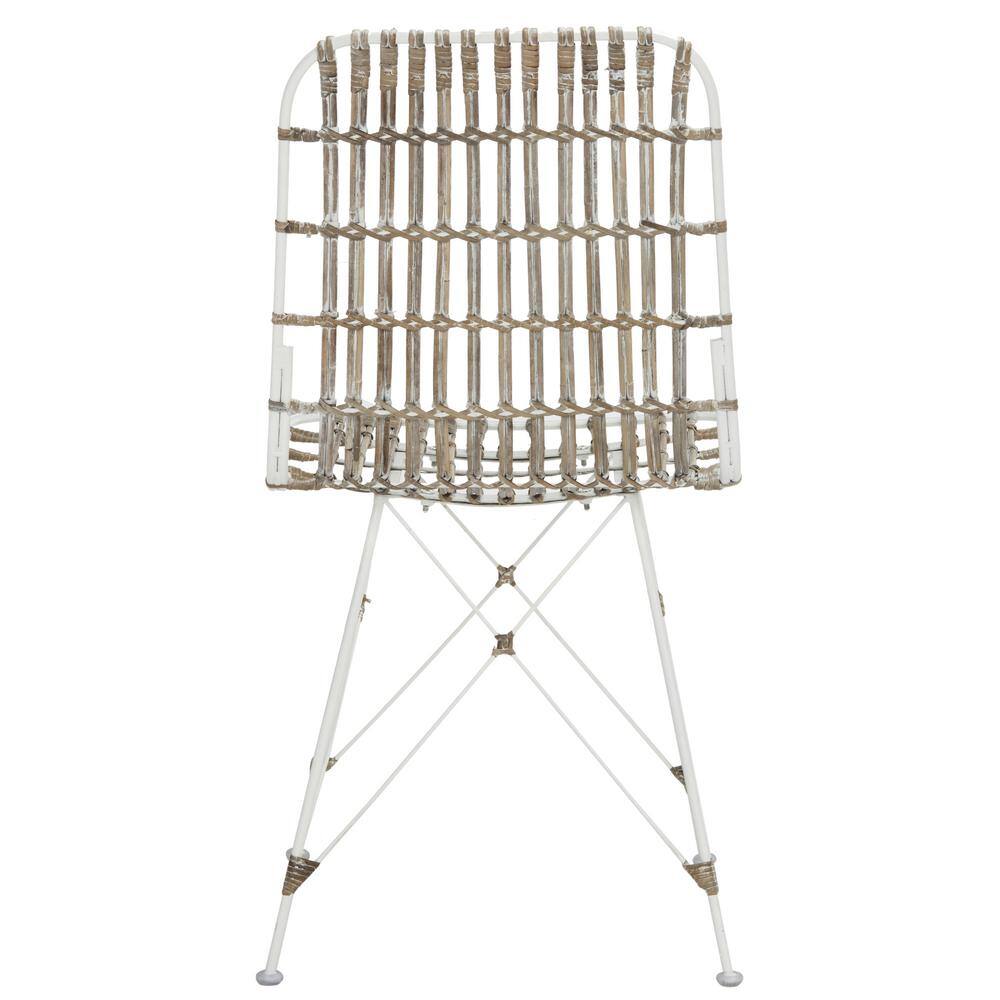 Minerva White Rattan Cane Dining Chair Set with Hairpin Legs