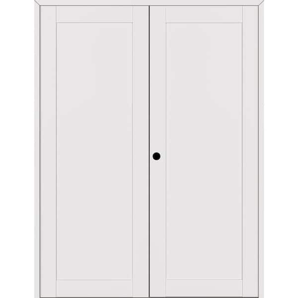 Belldinni 1 Panel Shaker 64 in. x 80 in. Right Active Snow White Wood Composite Double Prehung Interior Door