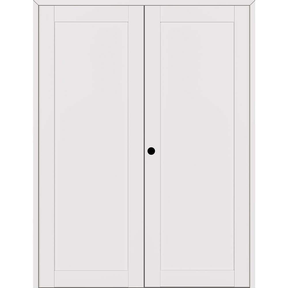 1-Panel Shaker 48 in. x 84 in. Right Active Snow White Wood Composite Double Prehung Interior Door price history on PriceWatchPro