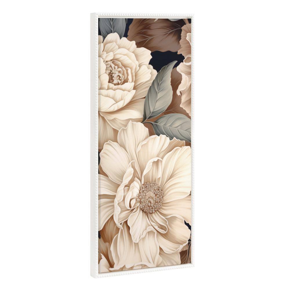 Sylvie Retro Glam Floral in Muted Color Tones 1-Piece White Framed Canvas Art Print, 18.00 in. x 40.00 in. price history on PriceWatchPro