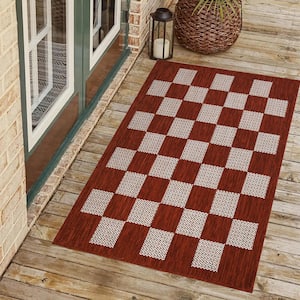 Daisy Red and Ivory 2 ft. x 3 ft. Indoor/Outdoor Area Rug