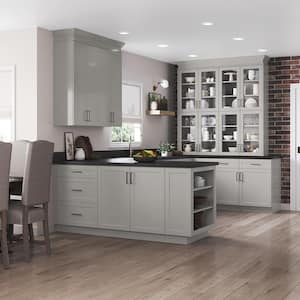 Designer Series Melvern Assembled 30x36x12 in. Wall Kitchen Cabinet with Glass Doors in Heron Gray