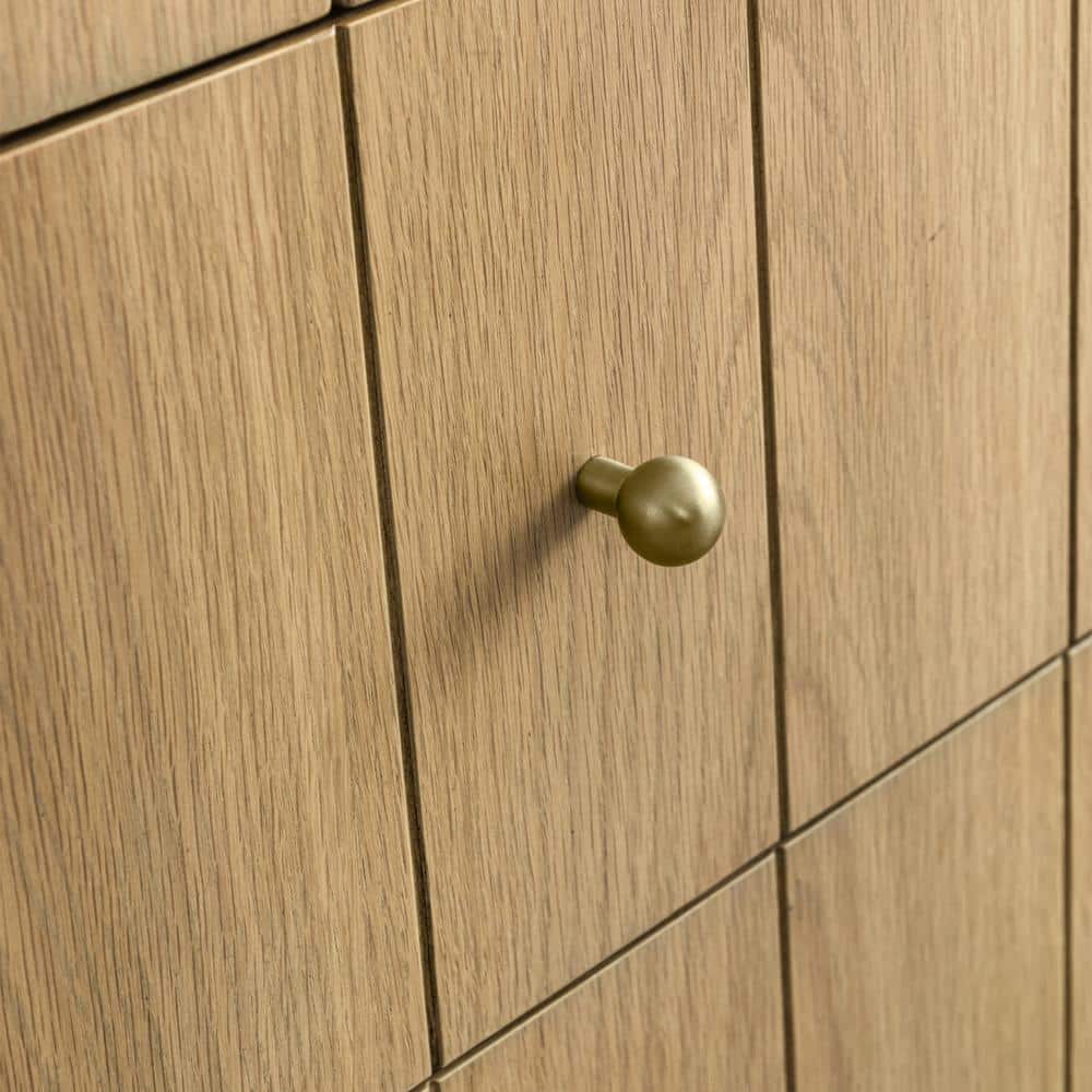 Hudson 36" Light Natural Oak Single Vanity Base with Brass Knobs