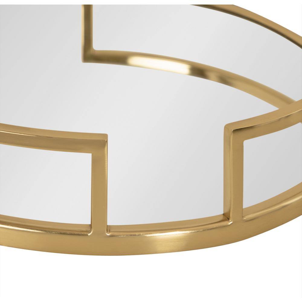 Gohana Gold Round Glass Mirrored Tray with Handles