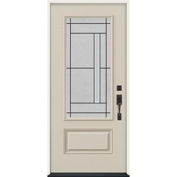 JELD-WEN 36 in. x 80 in. Left-Hand 3/4 Lite Decorative Glass Atherton Primed Fiberglass Prehung Front Door