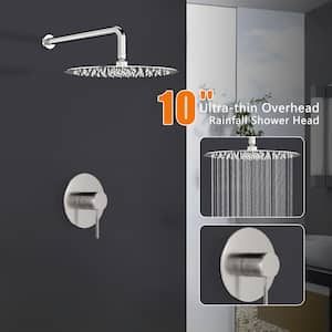 1-Spray Shower Faucet 1.8 GPM with Handheld Shower Head Wall Mount Faucet in Brushed Nickel