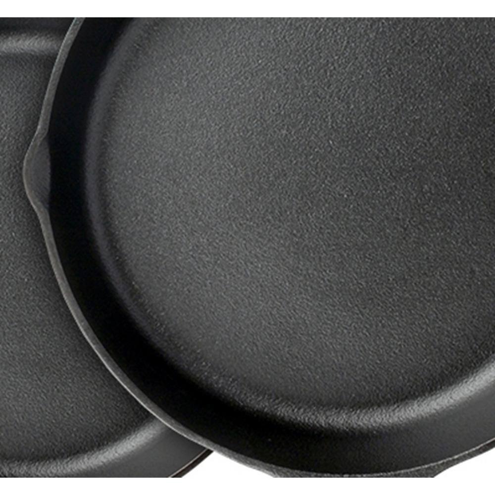 NutriChef 3-Piece Black Cast Iron Skillet Set with Red Silicone Handles