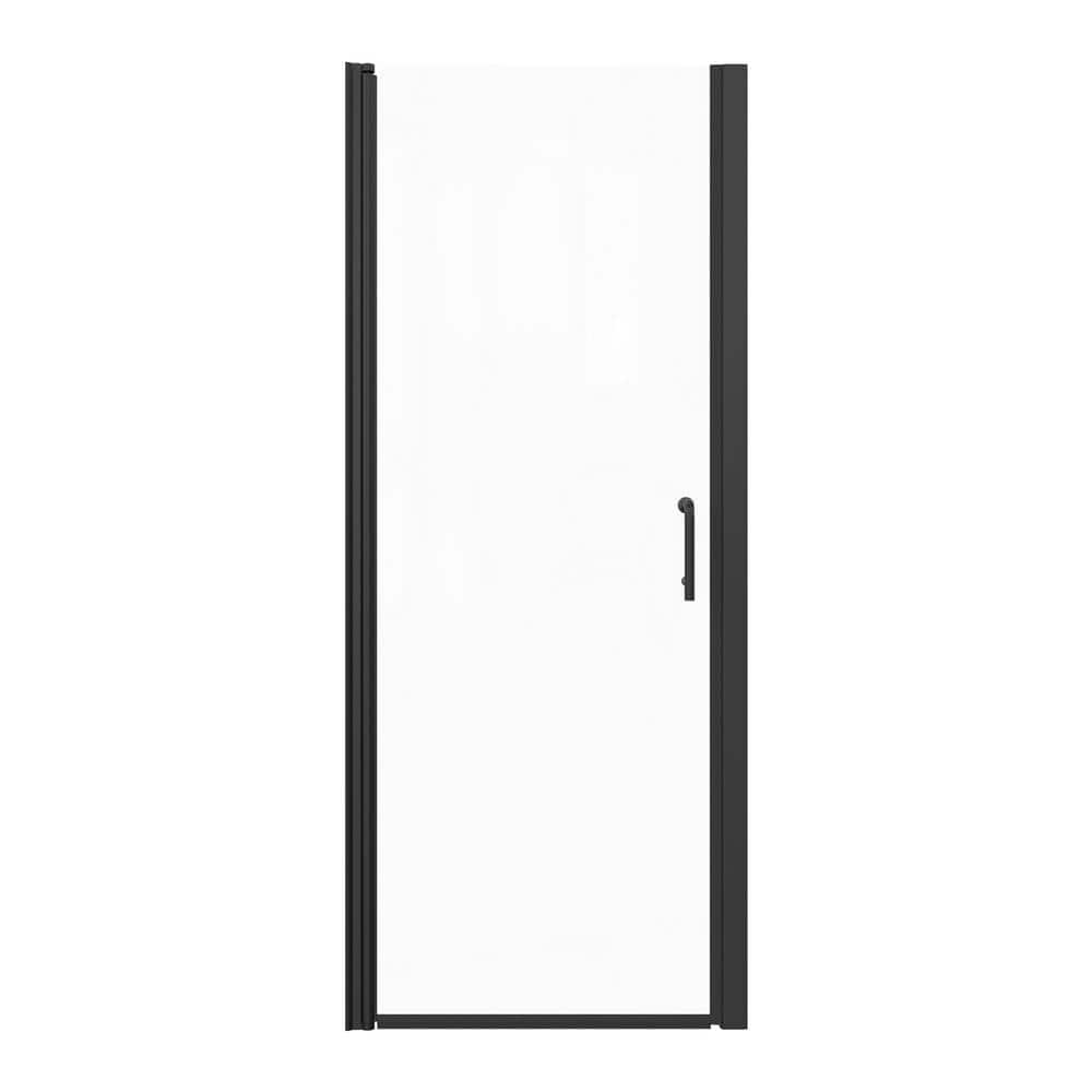 Black Semi-Frameless Tempered Glass Shower Door 34'' x 72''