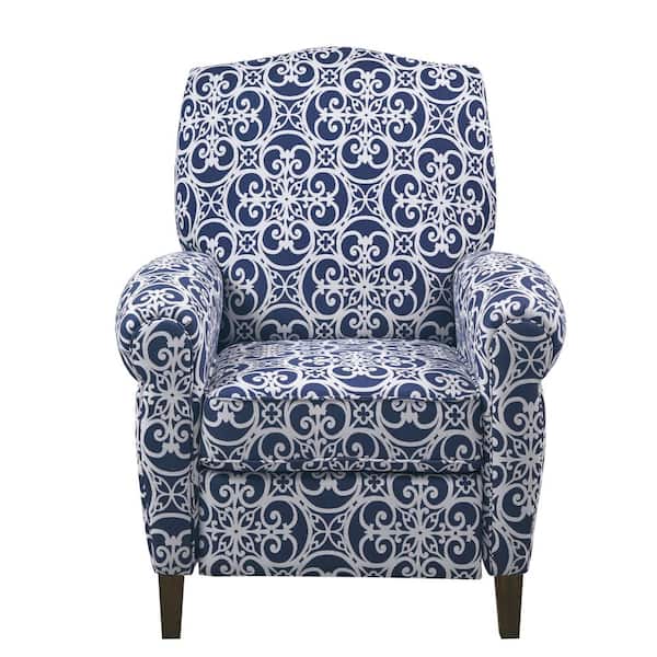 Madison Park Oscar Navy Multi 34 in. W x 34.5 in. D x 41.5 in. H Push Back Recliner