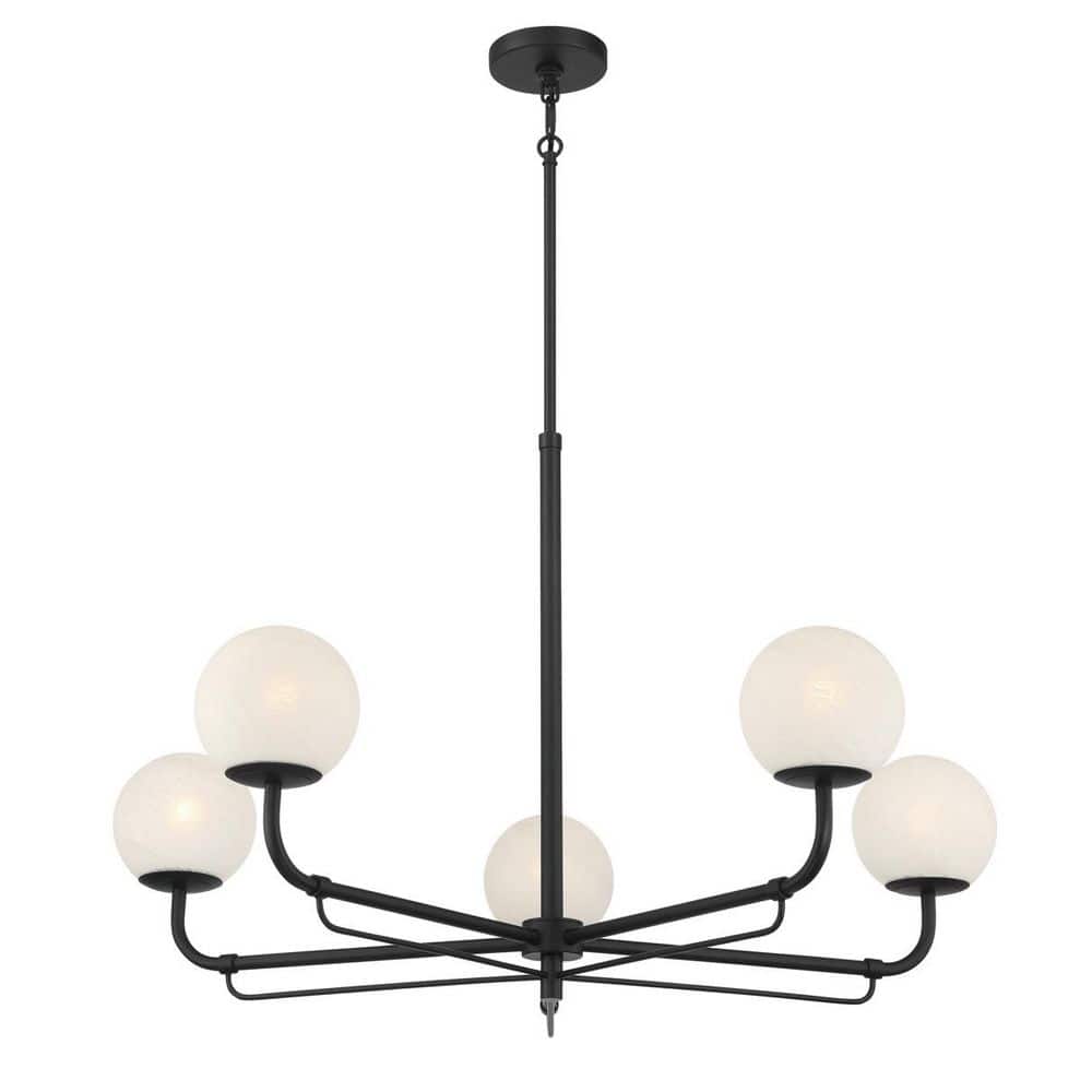 Whitehall 5-Light Dark Matte Black Modern Vintage Globe Chandelier for Kitchen Island or Dining Room, No Bulbs Included price history on PriceWatchPro