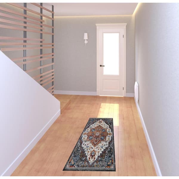 Brown 2 ft. x 6 ft. Medallion Power Loom Runner Rug