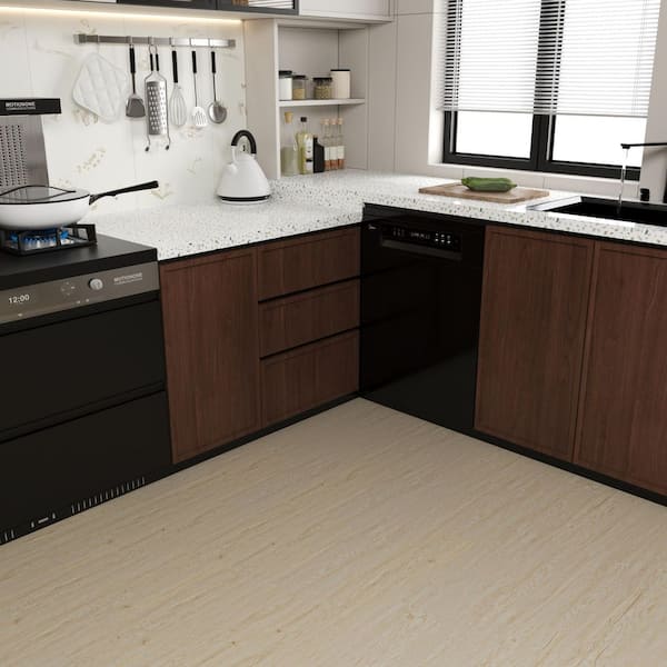 12 MIL 6 in. x 36 in. 1.8mm Light Wood Peel and Stick Vinyl Flooring, UV Flooring Tile, Water Resistant (45 sq. ft./box)
