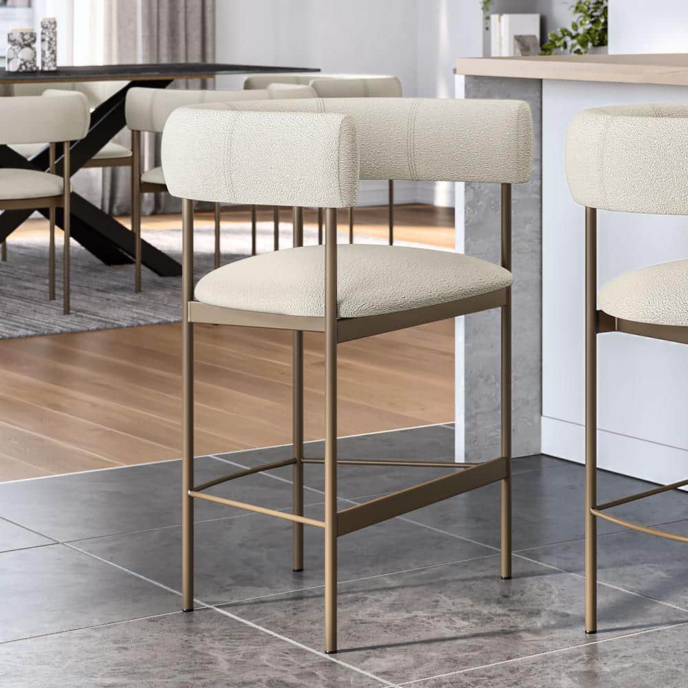 Julius 24.38 in. Cream Boucle Polyester / Bronze Metal Counter Stool price history on PriceWatchPro