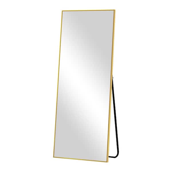 Gold 25 in. W x 64in. H Full Length Mirror, Aluminum Alloy Frame Free Standing Mirror for Bedroom Living Room Dressing