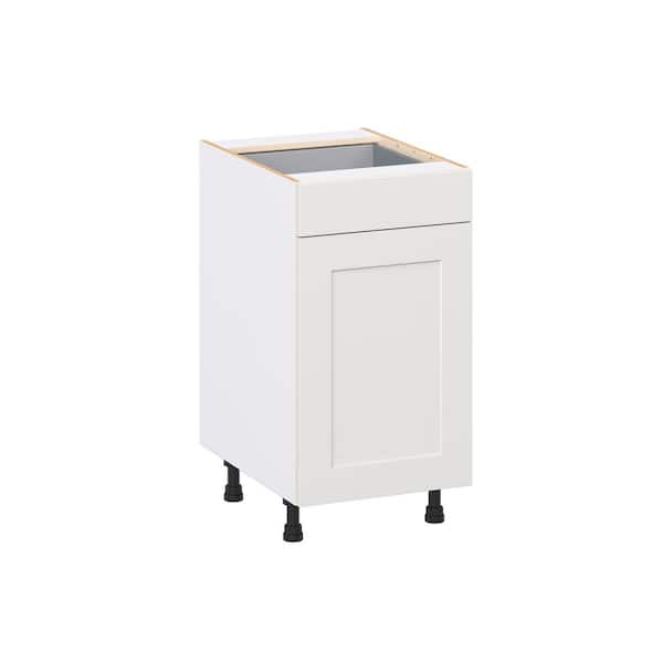 J COLLECTION Roseland 18 in. W x 24 in. D x 34.5 in. H Assembled Shaker Double Trash Can Kitchen Cabinet in Warm White with Drawer