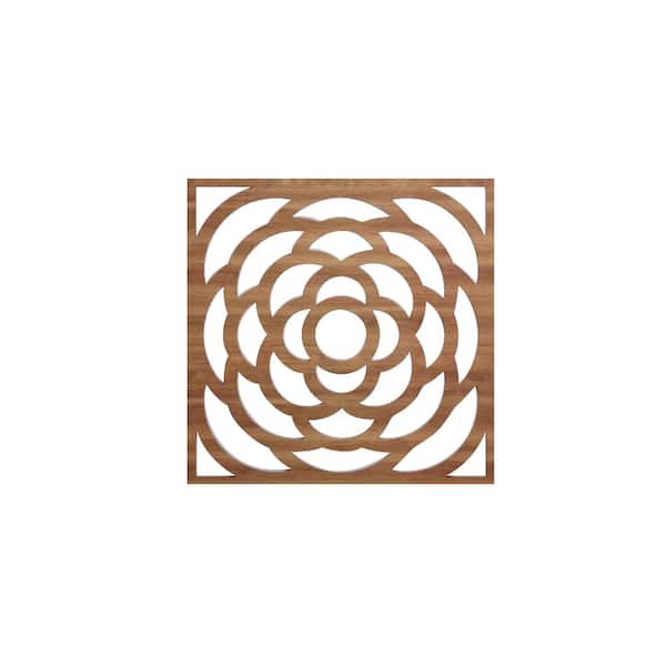 Ekena Millwork 23-3/8 in. x 23-3/8 in. x 1/4 in. Walnut Large Edinburg Decorative Fretwork Wood Wall Panels (10-Pack)
