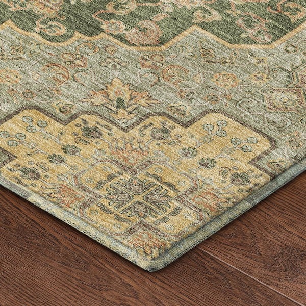 Mayfield Premium Machine Washable Abstract AMF2486 Basil 8 ft. x 10 ft. Area Rug
