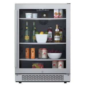 24 in. Single Zone 140-Cans Built-in or Freestanding Beverage Cooler in Stainless Steel