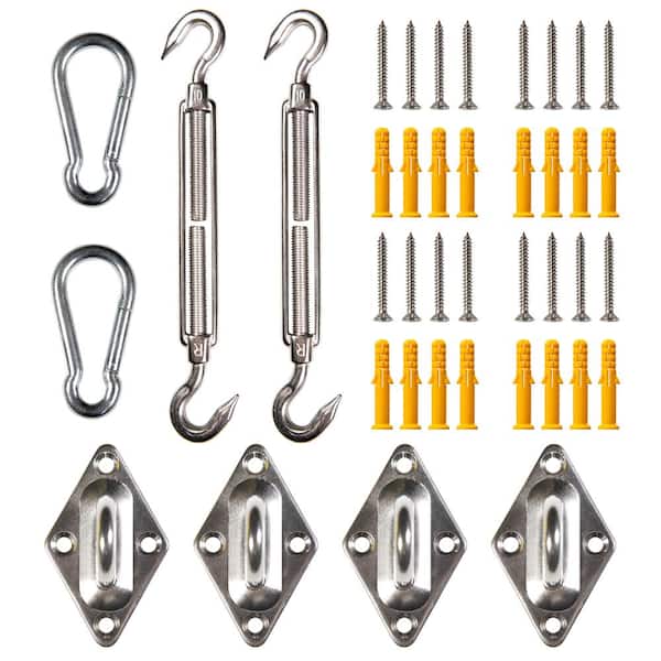 10 in. Rectangle Square Sun Super Ring Sun Shade Sail Installation Hardware Kit