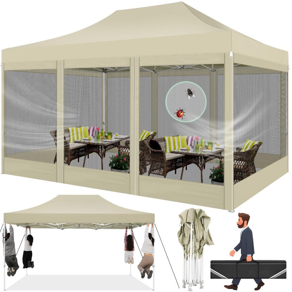 15 Ft. W x 10 Ft.DHeavy Duty Canopy Tent, Pop up Gazebo with Netting Screened price history on PriceWatchPro