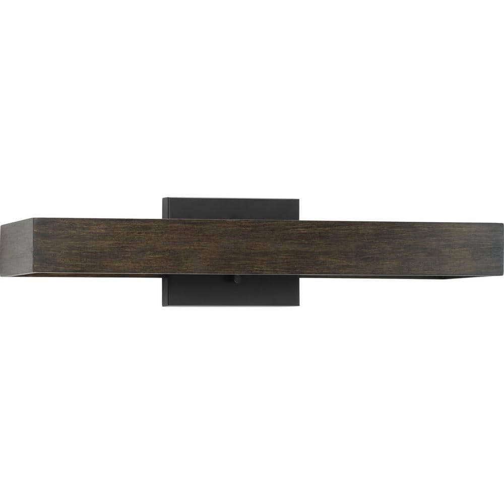 Matte Black Natural Wood Rectangle Wall Sconce