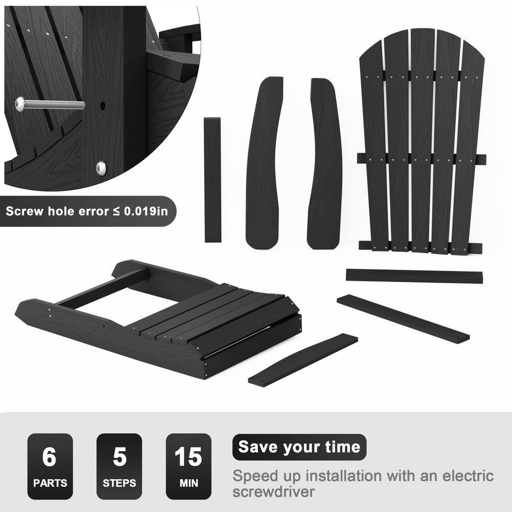 Black Plastic Adirondack Armchairs Set of 2