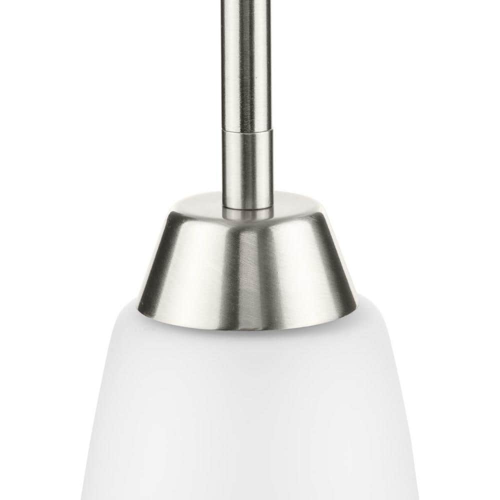 Brushed Nickel Mini Pendant with Etched Glass Shade