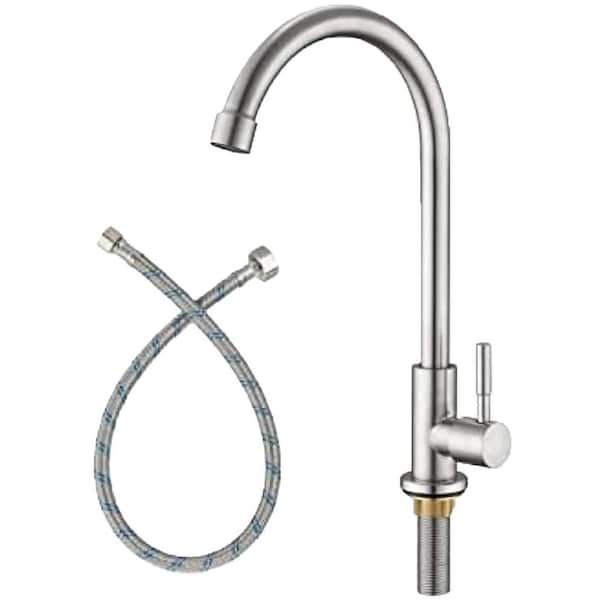 Single Handle Beverage Faucet with 360° Swivel Spout and Extended Threaded Pipe in Brushed Nickel Stainless Steel