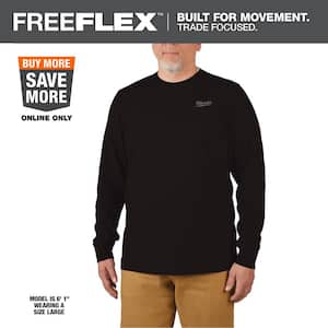 Men's X-Large Black Cotton/Polyester Long-Sleeve Hybrid Work T-Shirt