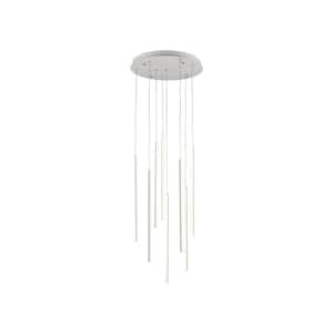 Chute 8 Head 1 Light 72-Watt White Integrated LED Pendant Light