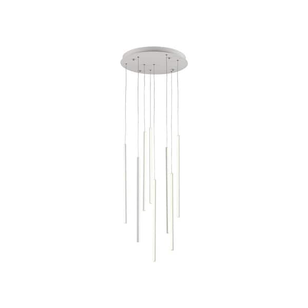 KUZCO Chute 8 Head 1 Light 72-Watt White Integrated LED Pendant Light