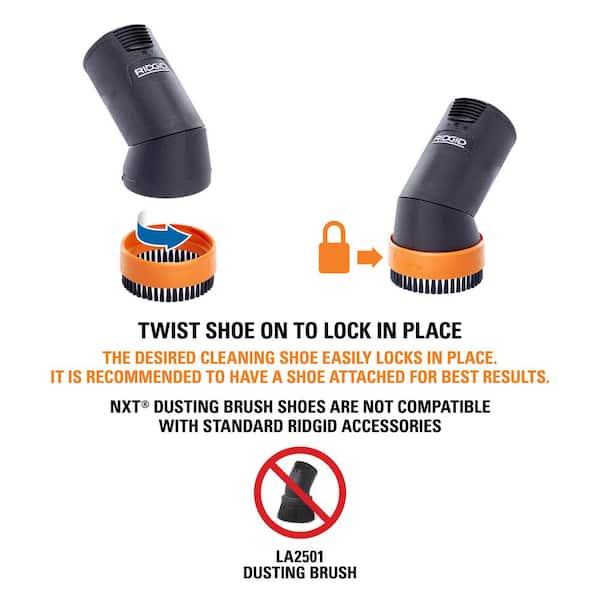 RIDGID - 2-1/2 in. NXT Max Locking Rotating Dusting Brush Accessory Shop Vacuum Attachment for RIDGID NXT Wet Dry Vacs