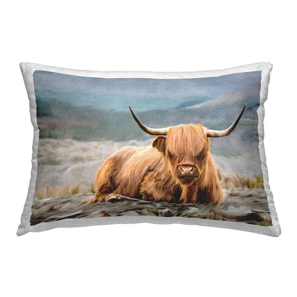 Stupell Industries Windswept Highland Cow Outdoor Printed Throw Pillow by Kim Allen