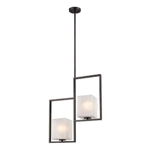 Wilmington 2-Light Oil Rubbed Bronze Chandelier with Cracked Glass