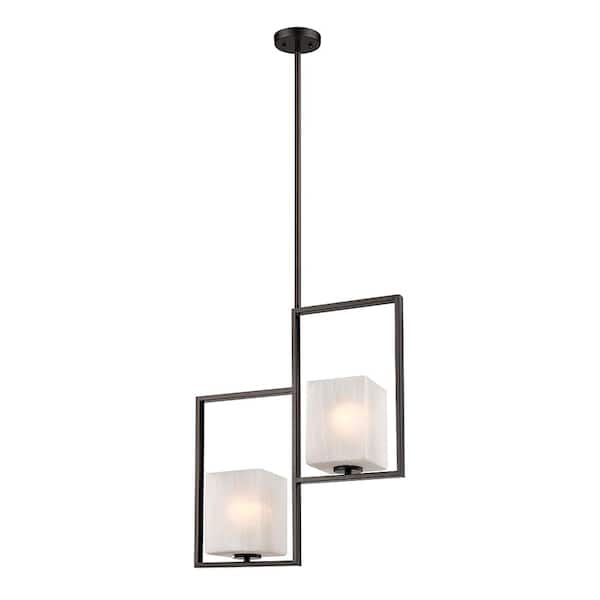 Eglo Wilmington 2-Light Oil Rubbed Bronze Chandelier with Cracked Glass