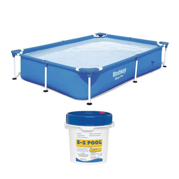 Bestway Steel Pro 7.25 ft. x 5 ft. x 1.4 ft. Rectangular 16.8 in Deep Steel Frame Kiddie Pool