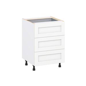 Milton 24 in. W x 24 in. D x 34.5 in. H Assembled Shaker Drawer Base Kitchen Cabinet in Bright White with 4 Drawers