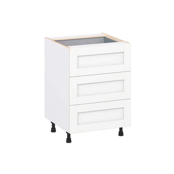 Milton 24 in. W x 24 in. D x 34.5 in. H Assembled Shaker Drawer Base Kitchen Cabinet in Bright White with 4 Drawers