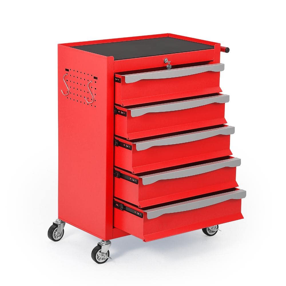 Heavy Duty 24.21 in. W Red Rolling Tool Box with Keyed Lock, Drawer Liners & Link Buckle price history on PriceWatchPro