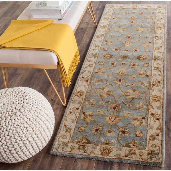 Royalty Blue/Beige 2 ft. x 9 ft. Border Runner Rug