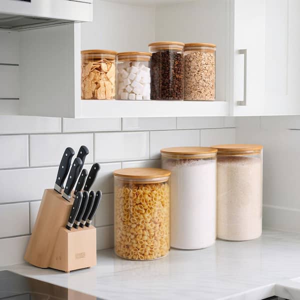 2-Piece Half Gallon Cookie Jar with Lid, Glass Food Storage Containers for Candy, Cereal, Nuts, Beans